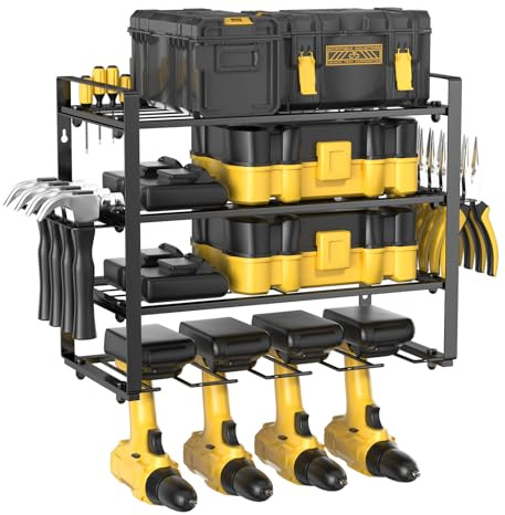 Amdoticknpf 4 Livelli Organizer per Utensili Elettrici, Portautensili da Parete, Supporto da Parete, Supporto per Trapano, Organizzatore per Cacciavite Laterale, Organizer per Attrezzi