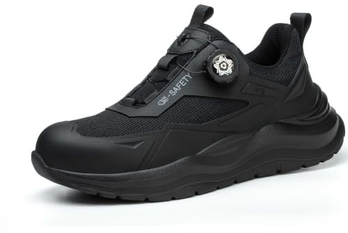 DYISOFY Steel Toe Cap Safety Trainers Men Women Lightweight, Black, UK 8