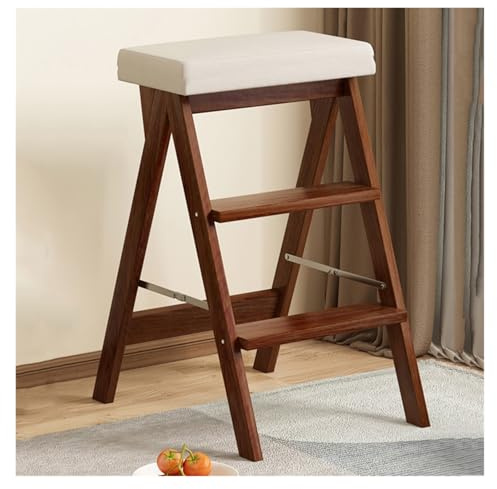 Marchepied pliable portable en bois, design peu encombrant pour le jardin et la cuisine, idéal pour un usage domestique et bibliothèque, échelle pliante robuste et légère
