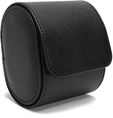 OOLA.DETAL Rouleau de montre en cuir PU pour rangement de montres et bijoux - Coussin antidérapant amovible - Noir et marron 1
