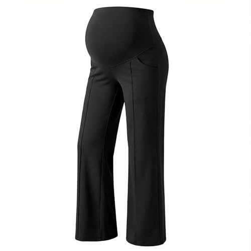 Zidoley Pantalon de maternité à Jambes Larges pour Femme, Pantalon Confortable pour se détendre, Pantalon Palazzo Doux avec Poches