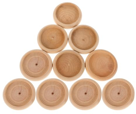 GLEAVI 10 Pièces Bases Rondes en Bois Massif pour Porte-épingles, Base de Coussin à Aiguilles Stable et Méticuleusement Conçue, pour Bureau et Ateliers de Couture