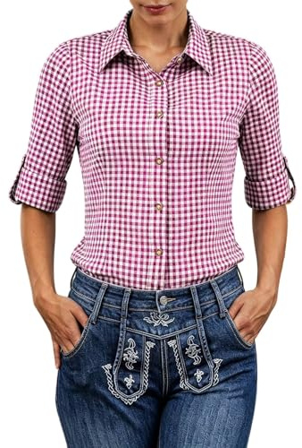 Générique Chemise Dirndl A Carreaux Femme Chemise À Boutons Oktoberfest