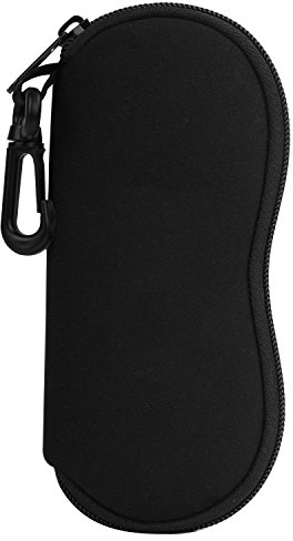 MoKo Custodia per occhiali da vista, morbida custodia in neoprene con cerniera, custodia protettiva per occhiali da sole con clip, per uomini e donne, A – nero., Taglia unica