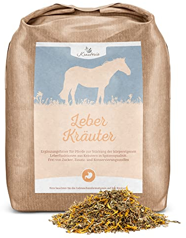 Krauterie Leber Kräuter für Pferde in Spitzenqualität (3000 g) - Artgerechtes Ergänzungsfutter frei von Zusätzen, zuckerfrei, melassefrei, getreidefrei