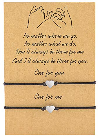 Best Friend Bracelet Gifts for Women Best Friend Matching Heart Bracelets for 2 Pinky Promise String Bff Friendship Bracelets for 2 Women Men Wish Teens Couple (Ver.2)