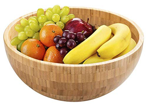 Ensalada ronda tazón grande, bambú tazón, vajilla de madera natural de las frutas Snacks Aperitivos