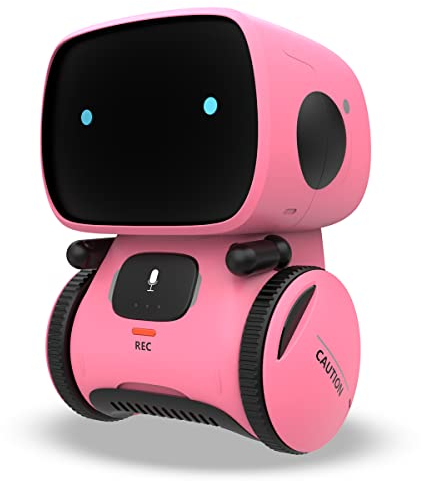 REMOKING Robot inteligente para niños, juguete interactivo educativo, regalo para niños y niñas, control táctil, control por voz, grabación de voz, repetición de voz, danza, música (rosa)
