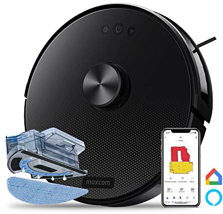 Maxcom Robot Vacuum Cleaner with Mop - Robotic Hoover, 2000pa Strong Suction, Vacuum Mop Hard Floor, Carpet, Connect with APP, Alexa Devices - MH19 Laser Vision - Smart Home Robot Vacuum Laser Mapping