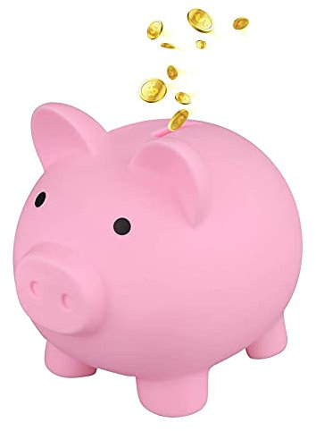 Flyingu Tirelire Cochon Rose et Bleu, Mignonne et Incassable en Plastique pour Enfants, Filles et Garçons