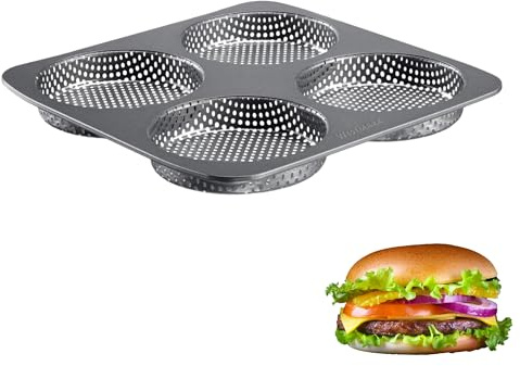 Westmark Non-stick perforerad form, burgersmörgåsar, 4-sits, svart, 0,90 kg, för 4 stora hamburgare