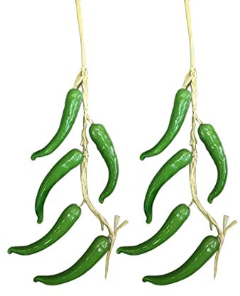 künstliches Chili Gemüse Fotografie Prop Kunstobst Kunstgemüse Hänger künstliches Obst Gemüse Dekoration Realistisch Gefälschtes Gemüse Dekoration für Home Kitchen Farm Party Wanddekoration Grün