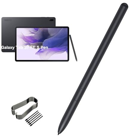 Ersatz-Eingabestift für Samsung Galaxy Tab S7 FE SM-T730, SM-T733, SM-T736B TJ-780,Galaxy Tab S7,Tab S7+ Plus,Tab S7 FE S Pen Ersatz Stift+ Spitzen/Federn, ohneBluetooth (Schwarz)