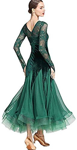 Abito da gara da sala da ballo. Abito da ballo standard da donna da sala da ballo Waltz Foxtrot ricamato, valzer (colore: verde, taglia: M)