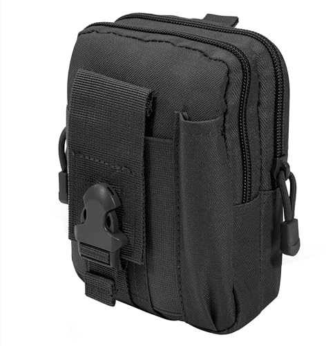 AYMQC Taktische Hüfttaschen EDC Molle-Tasche Kompakt Gürteltasche Multifunktional Bauchtasche für Wandern Camping Radfahren Laufen Angeln (Schwarz)
