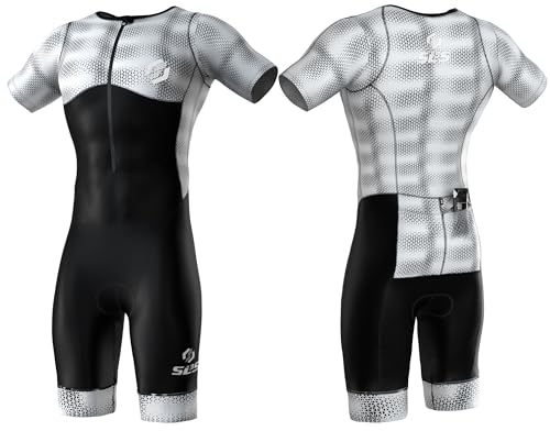 SLS3 Triathlon Anzug Herren - Trisuit Einteiler – Triathlonanzug - Triathlon Einteiler - Aerodynamischer Kurzarm Trisuit, (Midnight Blur, S)