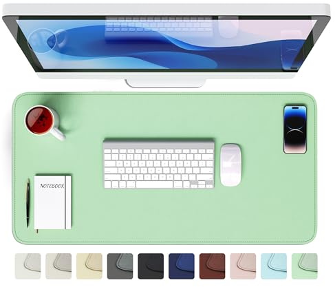 GOMIN Skrivbordsunderlägg 80 x 40 cm – musmatta i PU-läder vattentät och halkfri – laptopbordsunderlägg stort – lätt att rengöra skrivbordsunderlägg – musmatta XXL för kontor och hemmakontor –
