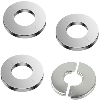 Confezione da 4 coperture per tubi in acciaio inossidabile, flange divise a parete, collari per tubi, senza foratura, copertura rosetta rotonda a collare per tubo doccia, stufa, rubinetto - 25 mm