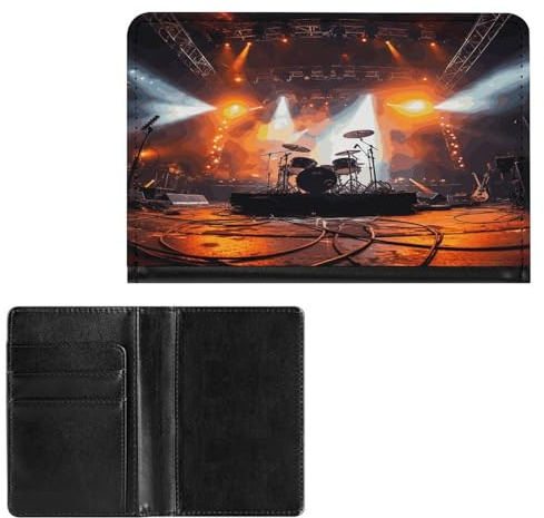Porta passaporto Elegance Rock Concert Stage stampa passaporto copertura sottile viaggio passaporto portafoglio per donne uomini, stile, taglia unica, protezione passaporto