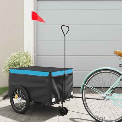 Xichuzi Remolque para Bicicleta Hierro Negro y Azul 30 kg, Remolque Bici Perro, Remolque Bicicleta De Carga - 94100