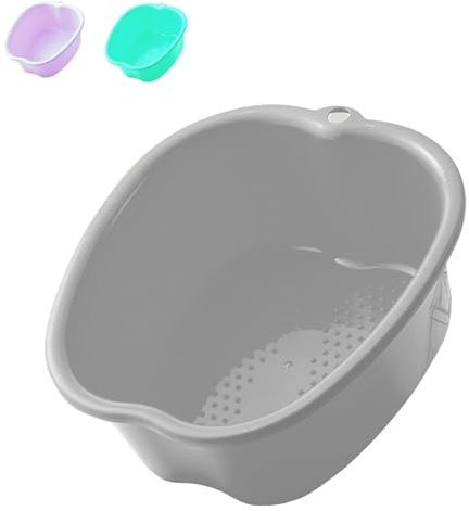 AXLOFO Stor fotbadskål, tjock stabil plast fotbad, fotbad för fotbad, spa och fotbad, pedikyrmassage, förhårdnader, nagelband och avgiftning (grå)
