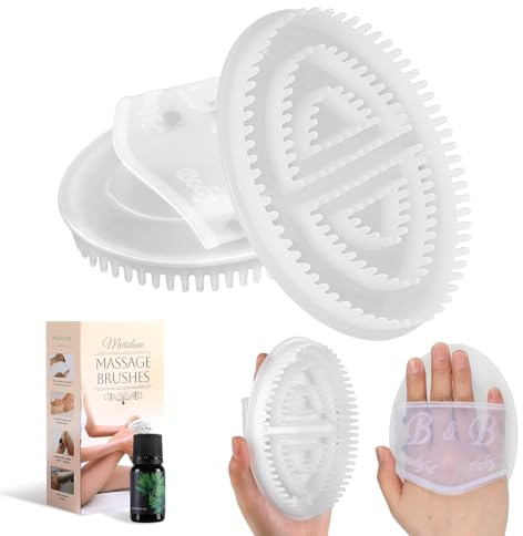 2 PCS Meridian Brush Massage Body Brush, 2025 Upgraded Meridian Massage Brushes with 10 ML Essential Oil, Full Body Relaxation Cellulite Massager Brushes for Belly, Arms, Legs, Back (White)