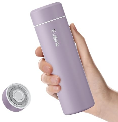 【Upgraded】 Exllena Small Water Bottle 350ml– Mini Flask for Hot & Cold Drinks, Perfect Small Insulated Water Bottle for School, Travel, Milk, Coffee... (Purple)