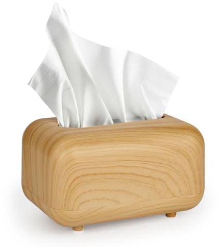 XTDMJ Caja de pañuelos magnética en color madera con primavera, caja de pañuelos con tapa extraíble, caja para pañuelos cosméticos para baño, dormitorio y sala de estar