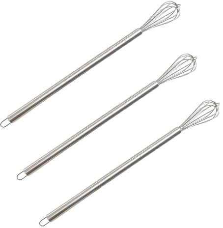 3 Stück Schneebesen, Mini Kleiner Schneebesen für Tassen Edelstahl Kleiner(24cm) - Ideal für enge Gläser & Shakes, Edelstahl Rührbesen Klein, Rostfrei & Robust, Quirl Set zum Rühren & Aufschäu