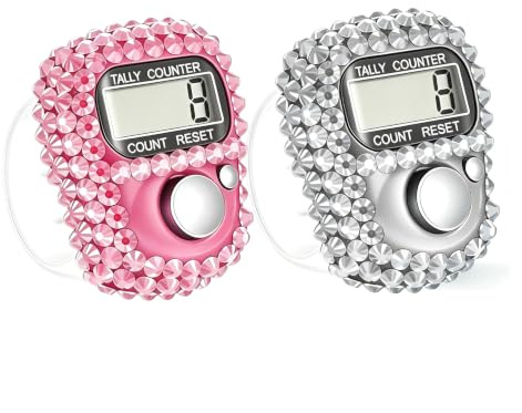 2 Pcs Electronic Finger Tally Counter Clicker Counter,Convenient Portable Digital Display Tally Counter,Resettable Mini Lap Counter for Golf Goods Counting Accessories,Track and Field Lap Counters