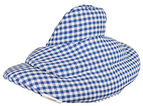 Almohada térmica cervical con cuello. azúl-blanco. Cojín con pepitas de uva. Cojín de nuca. Saco de calor y frio con semillas