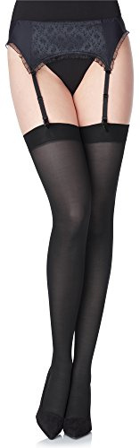 Merry Style Calze Autoreggenti per Donne in Microfibra Calze Unisex Modello MS 799 40 DEN (Nero, M-L)