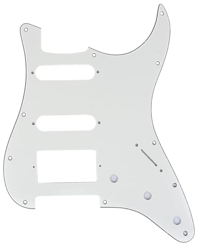 Musiclily Pro 11-Hole Modern Style Strat HSS Pickguard for American Stratocaster Guitar, 3Ply Parchment