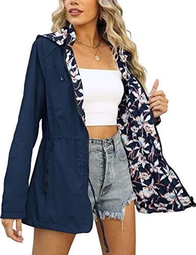 Bellivera Women's Double-Sided Casual Outerwear 6132 Blue M