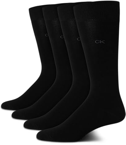 Calvin Klein Mens Crew Socks - 4 Pack Soft Cotton Blend Cushioned Crew Dress Socks for Men, for Formal, Casual and Work Wear, Size 7-12, Black