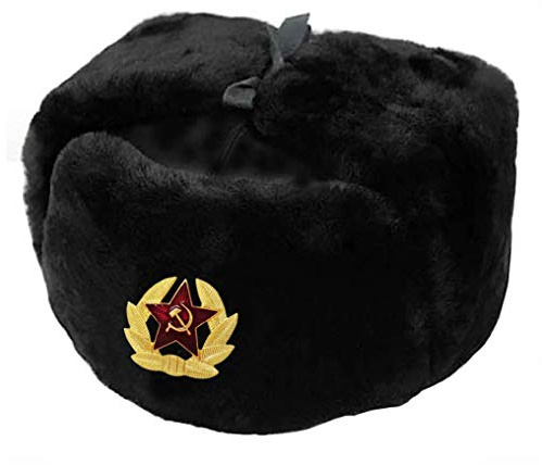 RUSSIAN STORE Gorro negro de lana incluido al ejército ruso original Soviet Ushanka. Negro 61