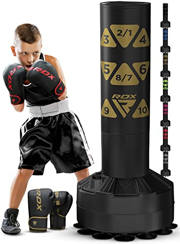 RDX Kids Freestanding Punching Bag & Cover, 4FT Heavy Duty Junior Ronin Target Pedestal Bag Set Suction Cup Stand Base Free Standing Kickboxing MMA Boxing Muay Thai Karate Home Gym Workout
