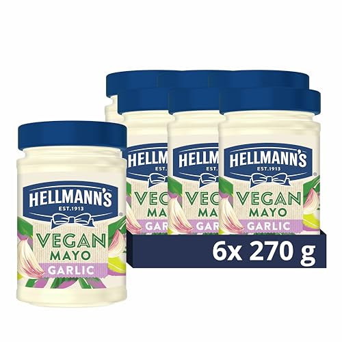 Hellmann's Vegan Garlic Mayo 100% plant based condiment for sandwiches, wraps and salads 6x 270 g