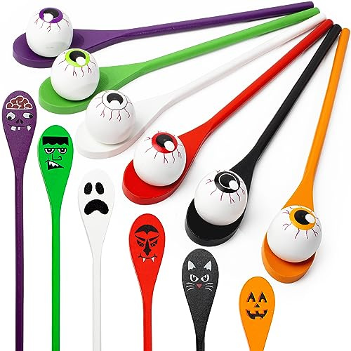 JOYIN Egg and Spoon Race Game Set, Outdoor Games For Kids,6 Easter Eggs & 6 Plastic Spoons with Assorted Colors Family Games for Kids and Adults, Party Favor Supplies
