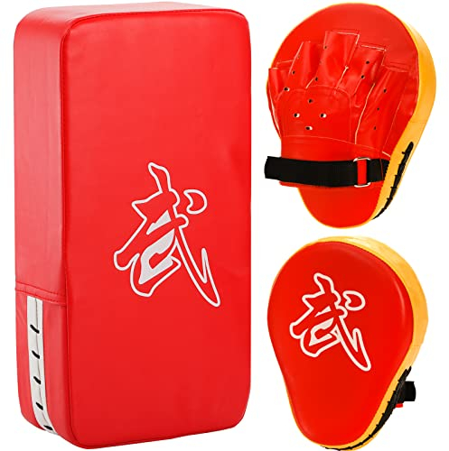 WUWEOT 2-in-1 Boxhandschuhe Kick-Pack Set Boxhandschuhe Taekwondo Kick-Pads, Curved Focus Punching-Handschuhe, verstellbares weiches Schild, langlebige Trainingspads Set