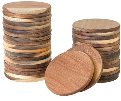 36 Pack Acacia Wood Drink Coasters, 3.68 Inch Round Wooden Acacia Wood Cup Coasters