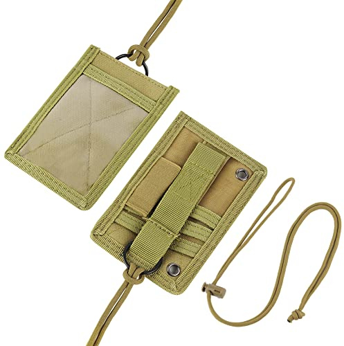 OFFCUP Funda de Tarjeta de Identificación, Colgantes de Tarjetas de Identificación con Cordón, Funda para Tarjeta con Lanyard, Cordón y Tarjeta de Identificación para Estudiantes, Oficina - Marrón