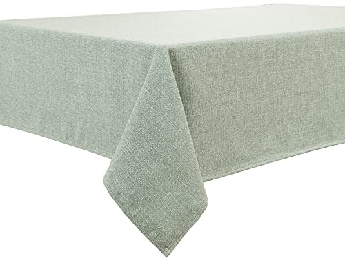 BALCONY & FALCON Table Cloth Waterproof Washable Sage Green 120x160cm | Rectangular, Faux Linen, Heavyweight, Wrinkle Resistant, Wipe Clean, Farmhouse, Dining, Kitchen, Wedding, Party, Outdoor