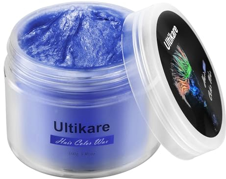 Temporäre Haarfarbe Auswaschbar, Ultikare Haarfarbe Wachs Light Blue Temporary Hair Color Hair Color Wax für kinder Männer Frauen Frauen Party Cosplay, Christmas Halloween 100g /3.4 oz