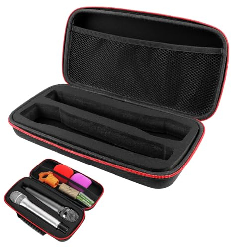 FERCAISH 1 Piece Microphone Bag, EVA Dual Microphone Bag, Microphone Hard Case, Microphone Storage Bag, Wireless Microphone Carry Bag, for KTV Bar Music Devices, black, Sporty