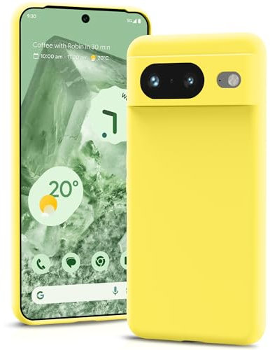 YATWIN Silicone Case for Google Pixel 8 5G, Soft-Touch, Shockproof, DustProof, Antiskid Full Body Armour Phone Cover for Google Pixel 8 5G - Yellow