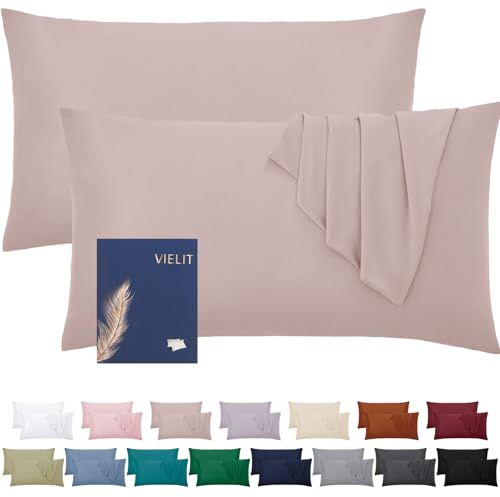 Vielit Kissenbezug 40x60 Pink Weich 2er Set Mikrofaser Kissenbezüge 40x60 Kissenhülle Öko-Zertifikat Resistent Hypoallergen