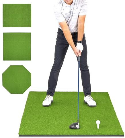 GoSports Golf Hitting Mat - PRO 5 x 3 ft - 5 mm Artificial Turf Training Mat for Indoor/Outdoor Swing Practice, Includes 3 Rubber Tees