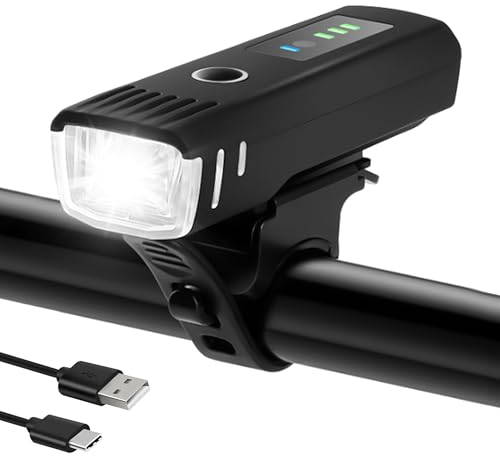 Glückpa LED Fahrradlicht Vorne, 1400 Lumen, 4500mAh Super Akku-Kapazität Fahrradbeleuchtung，Fahrradlampe Extrem Hell, StVZO Standard, Fahrrad Licht Vorne mit 5 Lichtmodi, Fahrradlampe Vorne mit USB C