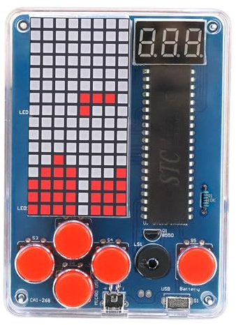 FAELNK Console de Jeu Bricolage Kit Electronique Kit Manuel de Console Jeu Jouets De Soudage Jeu Pièces De Soudage Bricolage Support pour Tetris/Snake/Avion/Racing (Rouge Console de Jeu Bricolage Kit)
